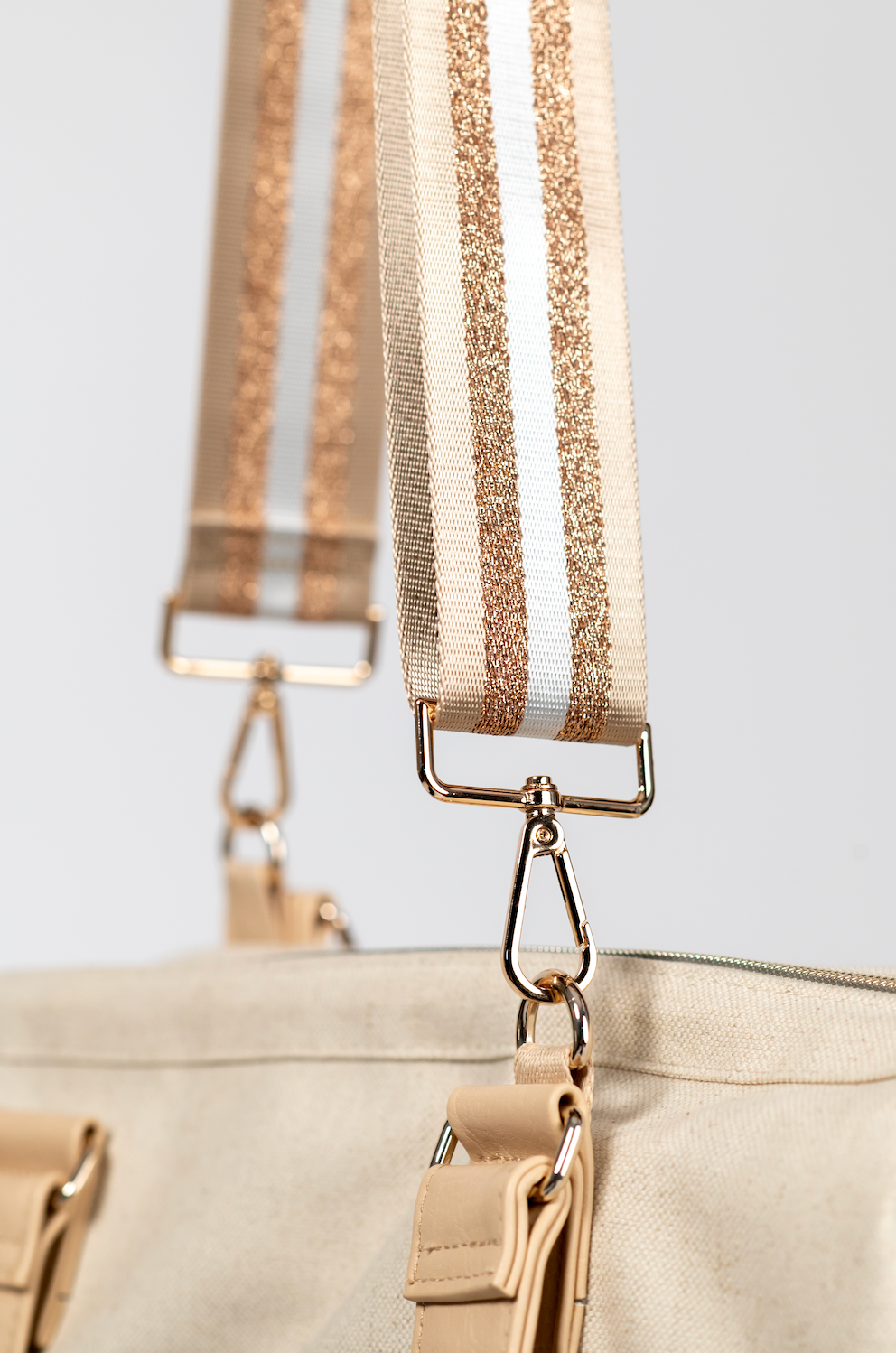 Tan & White Stripe Glimmer Strap